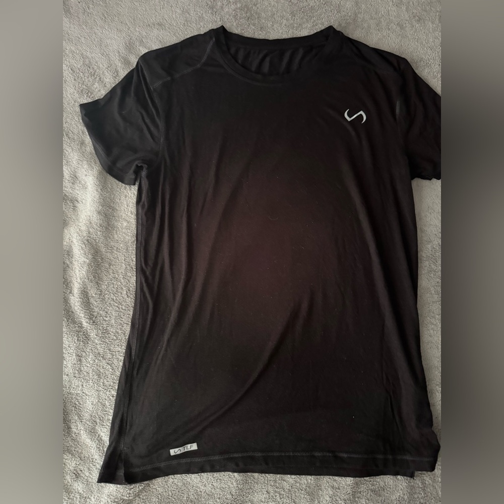 TLF Black bamboo crew neck Athletic T-Shirt with Logo